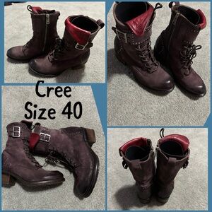 A.S. 98 eggplant Cree Leather Boots